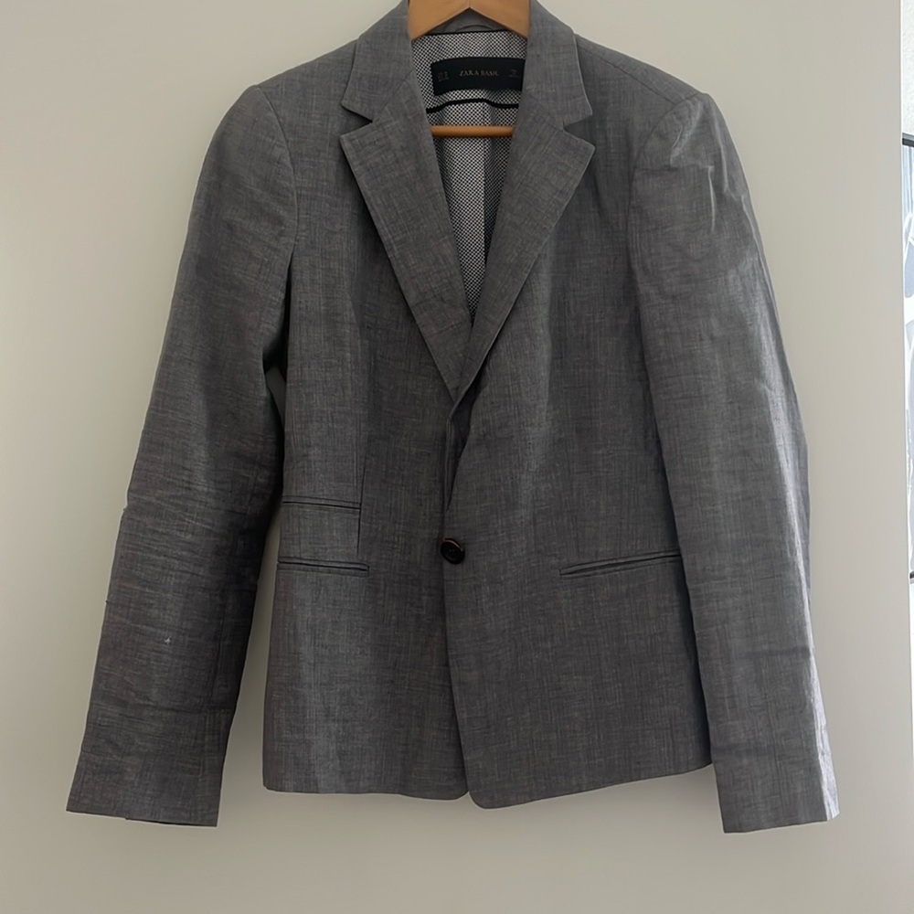 Zara Gray Single-Button Blazer